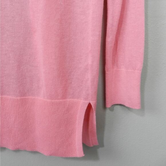 LOFT Open‎ Front Knit Longline Cardigan Sweater Size S Bubblegum Pink Sheer - Picture 9 of 9